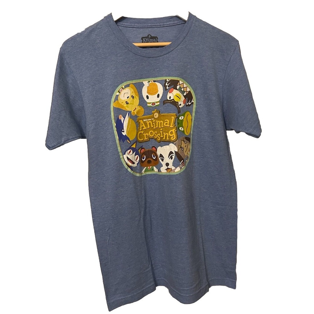 Animal Crossing Men's Size Medium Blue Short Sleeve Crew Neck T-Shirt-0037